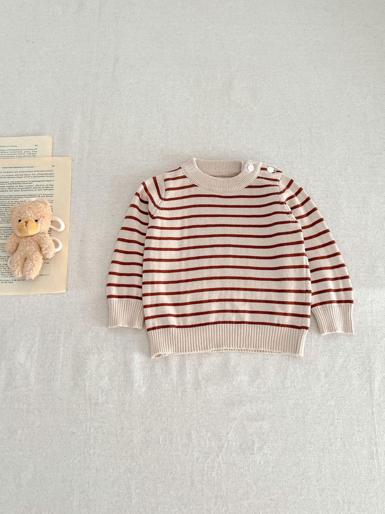 Maglioni per neonati per ragazzo e ragazza, maglione in cotone neonato con scollo tondo a righe e fondo a pois