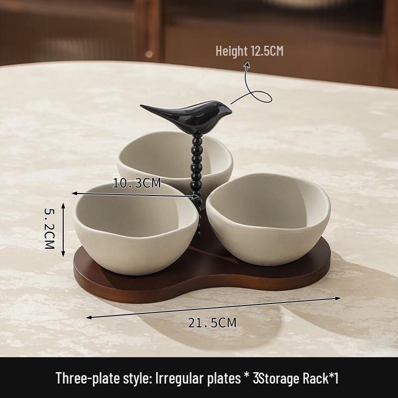 ZISIZ Chinese Style Coarse Pottery Divided Serving Dish