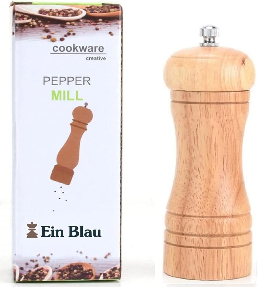 

Multipurpose Mill 2 Colors Adjustable Coarseness Natural Oak Ceramic Grinder Seasoning Case [Ein Blau] 14.5cm/22cm (Oak, 14.5 cm)