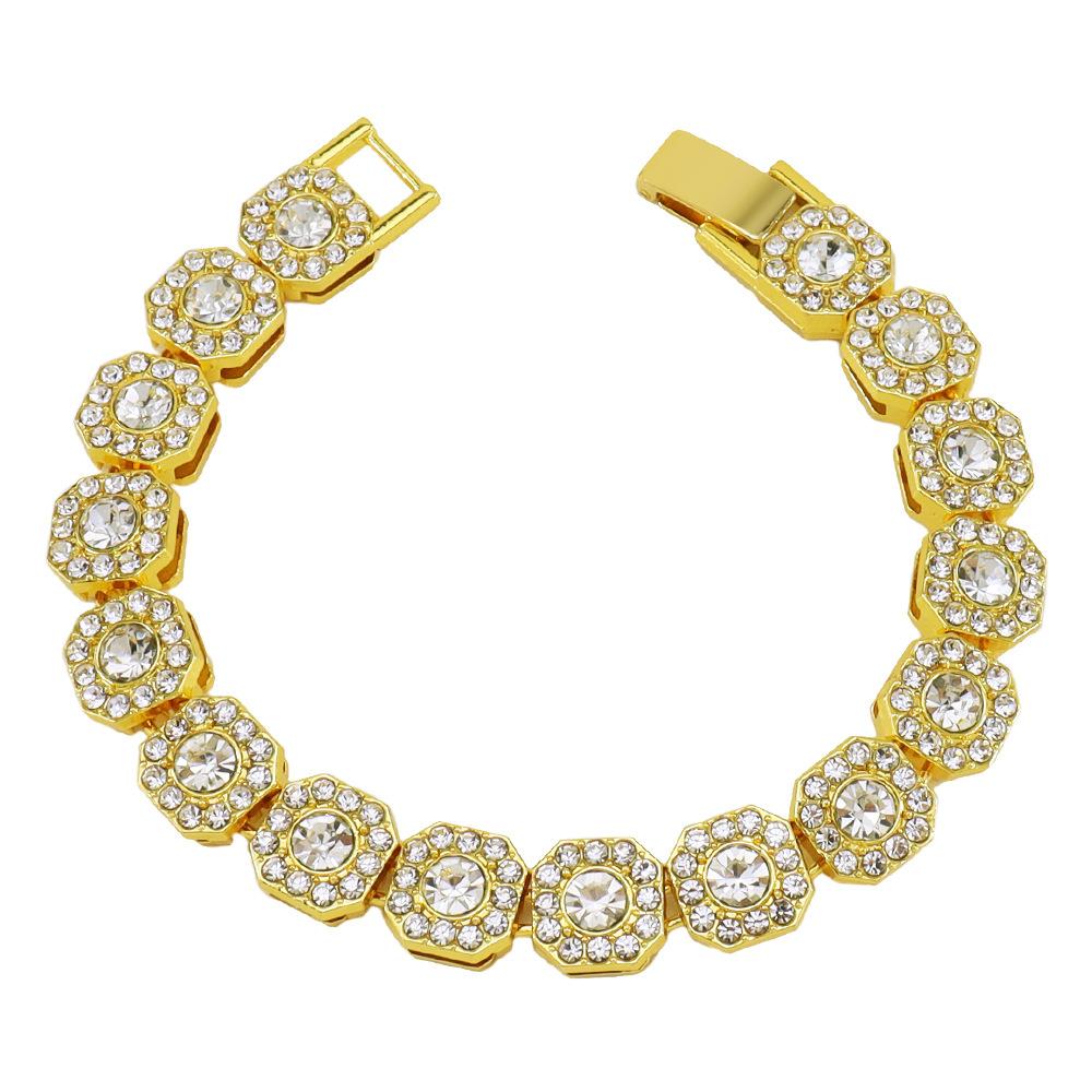 HNSP 13MM Wide Luxury Full Zircon Ice Tennis Hand Chain Bracelet for Men Gift Hip Hop Street Party Jewelry Accessories