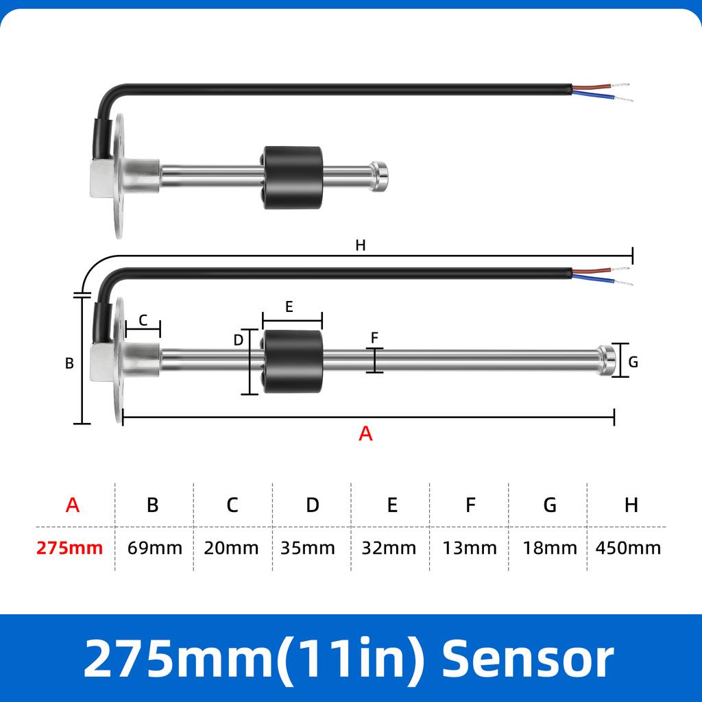 1pc Boat Car Fuel Level Gauge Meter Sensor 240-33ohm Fuel Level Sensor 100~550mm Fuel Sender Unit 12V/24V Oil Tank Level Sensors