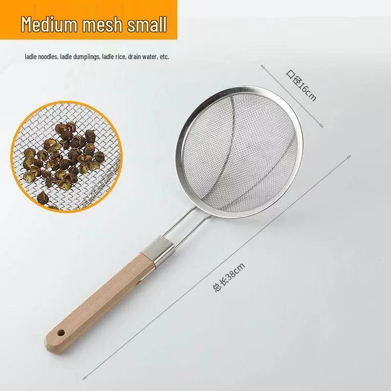 JINGRUIXIANG Edelstahl-Schaumlöffel mit Holzgriff
