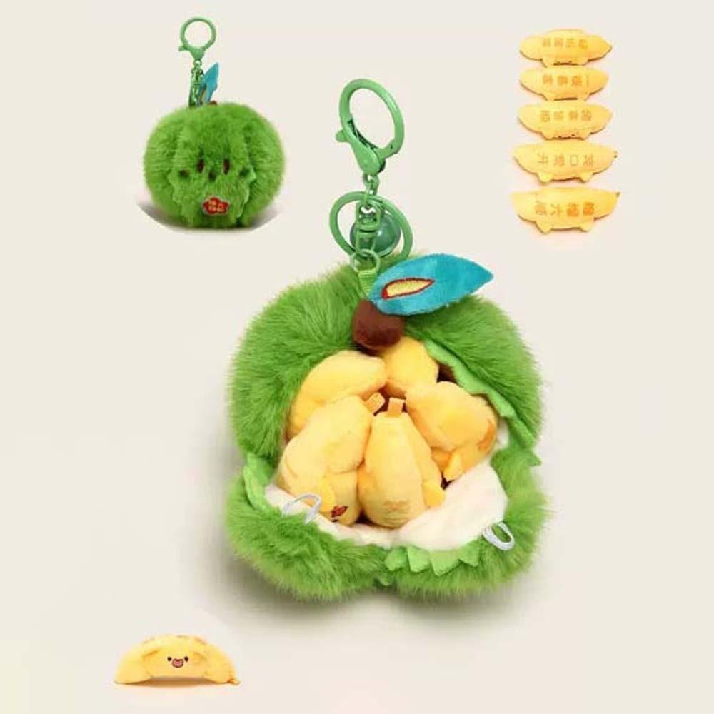 Weiche, abziehbare Frucht Schlüsselanhänger Durian Plüschtier Anhänger Täglicher Kreativer Mandarine Schlüsselring Schüler