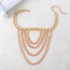 1pcs Women's Golden-Tone Multi-Layer Alloy Anklet for High Heels - Party and Prom Accessory with Cascading Chains and Tassels