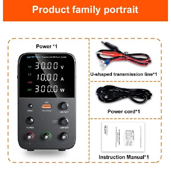 Fonte de Alimentação DC Ajustável Wanptek 30V 10A 5A Fonte de Alimentação de Bancada de Laboratório Fonte de Alimentação Estabilizada Regulador de Tensão Chave 120V 60V5A