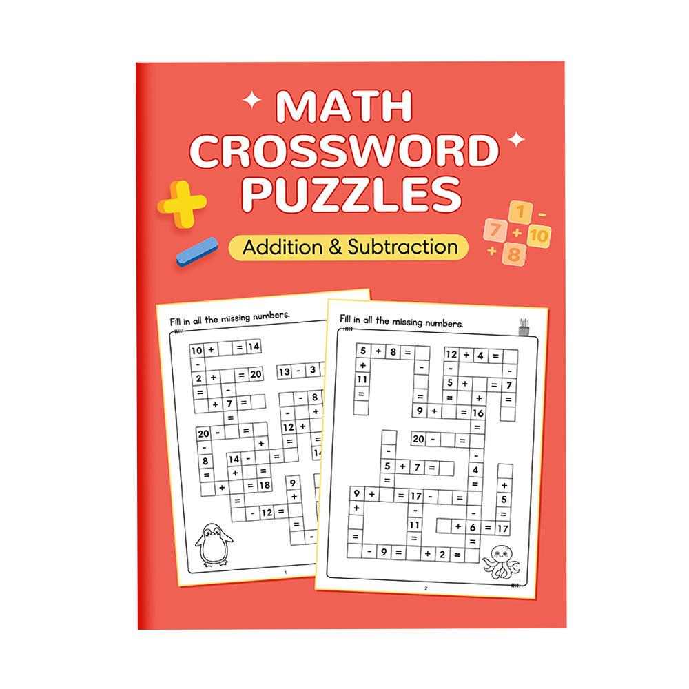 

Math CrossWord Puzzles Addition Subtraction Multiplication Division Criss Cross Game Math Workbook Montessori for Kids Ages 5-8