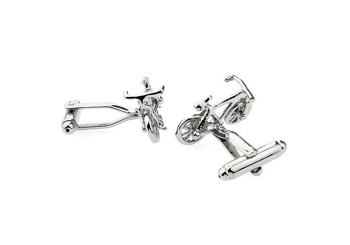 Factory Price Retail Quality Cufflinks For Men Silver Color Brass Material Bicycle Bike Design Cuff Links