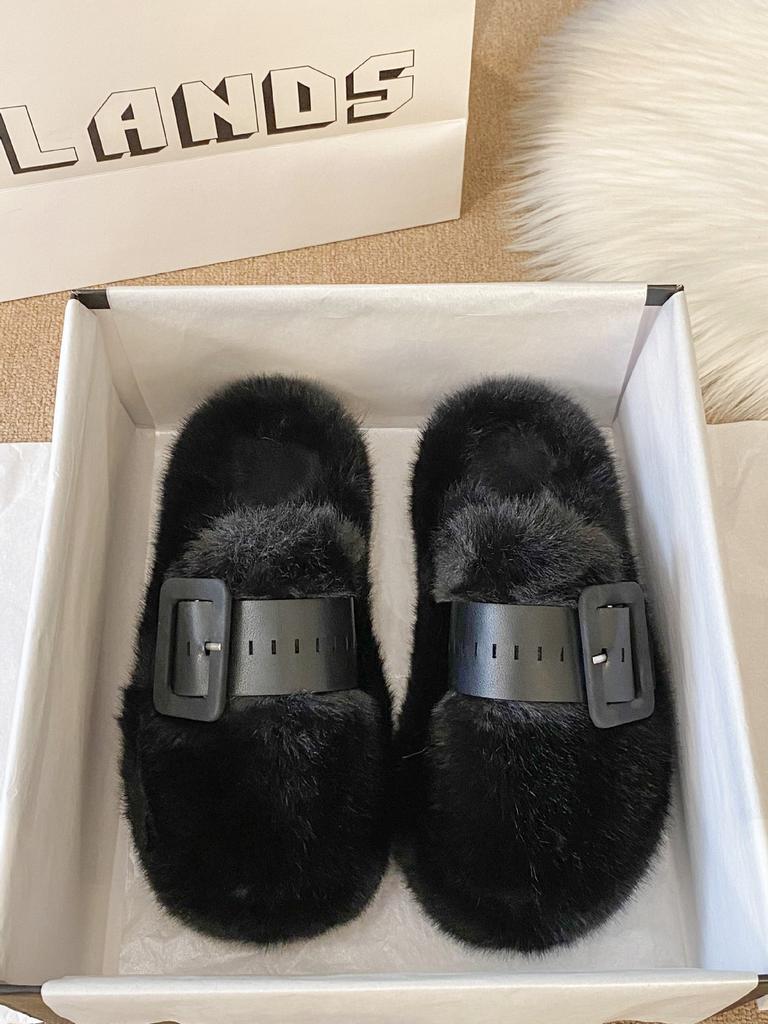 Women's Lightweight Comfortable Non-slip Heightening Winter Warm Plush Lining Non-slip Durable Casual Cotton Slippers Fur Shoes