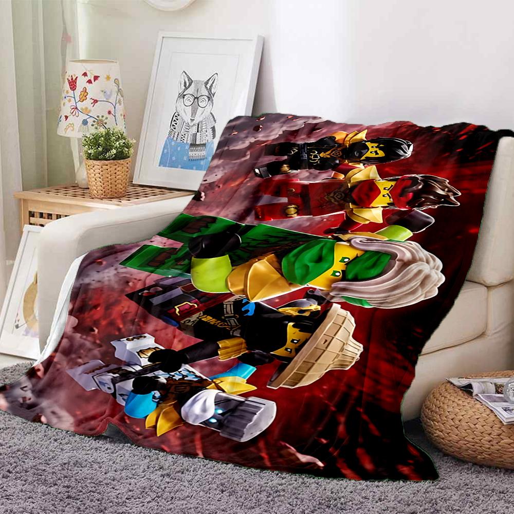 1Pc Lego Ninja Battle Heroes Flannel Fleece Blanket Soft Warm Throw Blanket for Sofa Bed Couch Home Decor Lightweight Travel Nap Blanket Xmas Gift Q13