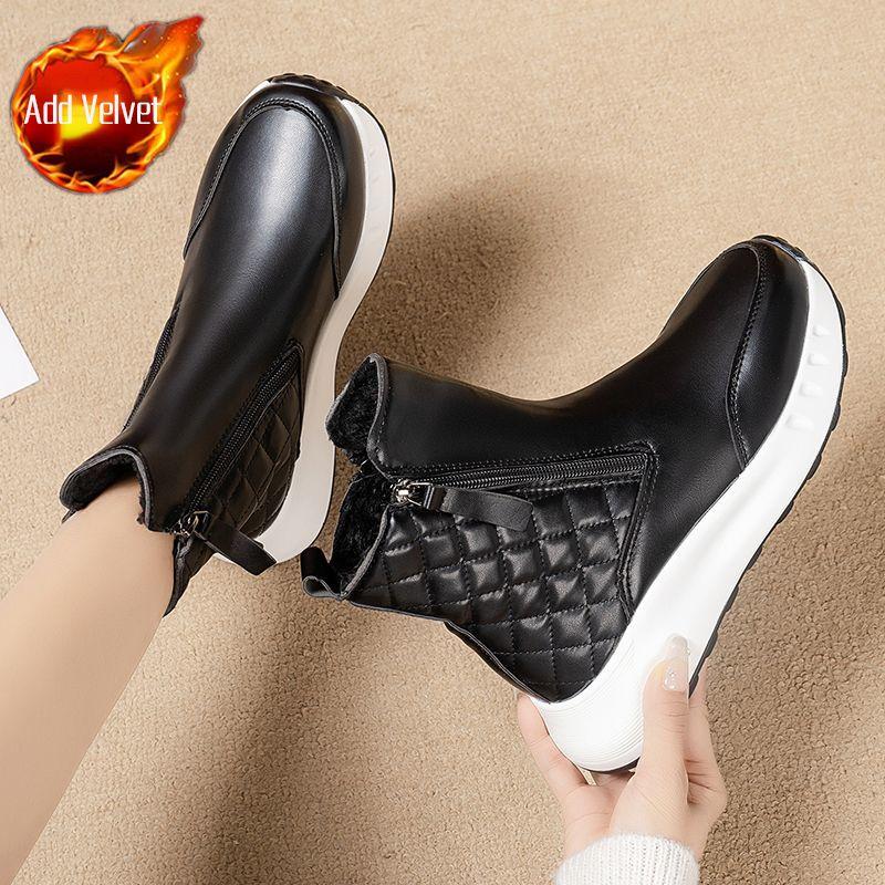 

Winter Leather Waterproof Platform Snow Boots for Women Fashion Novelty Woman Shoes Sale Non Slip Goth New in Plush Ankle 40