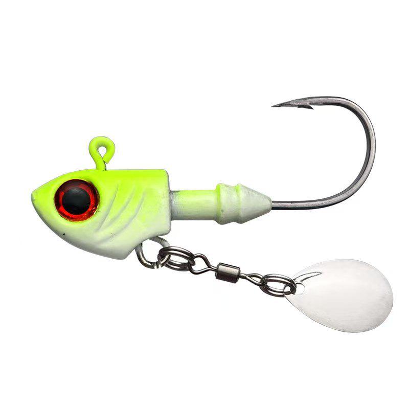 Luminous Fish-Shaped Jig Head with Spinner Blade 3.5-33g, Blood Groove Hook for Bass & Perch, Multi-Layer Soft Bionic Bait