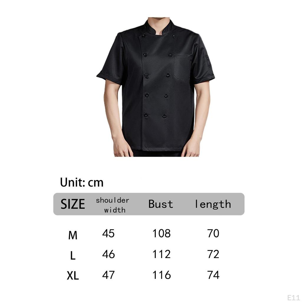 Chef Coat Jacket Executive Clothes with Pocket Breathable Summer Uniform Workwear for