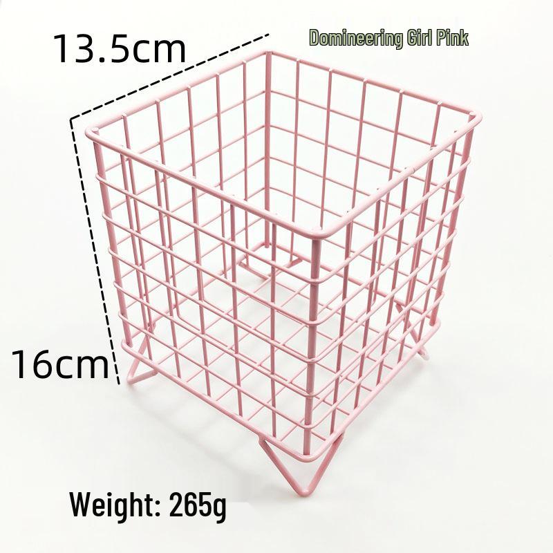 Large Capacity Wrought Iron Desktop Storage Basket for Dormitory and Cosmetics