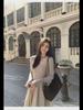 2024 Women's French Square Neck Long Sleeve A-Line Dress - Spring/Autumn Waist-Slimming Maxi