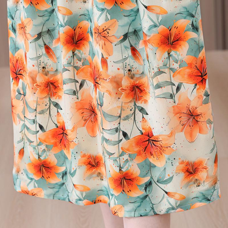 Plus Size Women's Summer Dress Elegant Loose Short Sleeve Long Dress Female Vintage Clothes