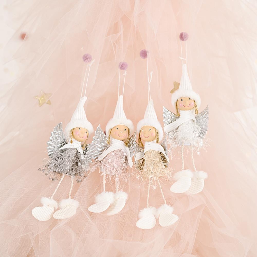 Soft And Adorable Christmas Hanging Angel Ornament With Plush Wings For Festive Decor