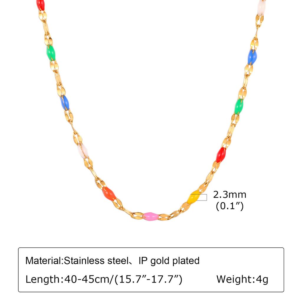 Jewelry Stainless Steel Colored Beads Lip Chain Necklace Gold E-Commerce Jewelry