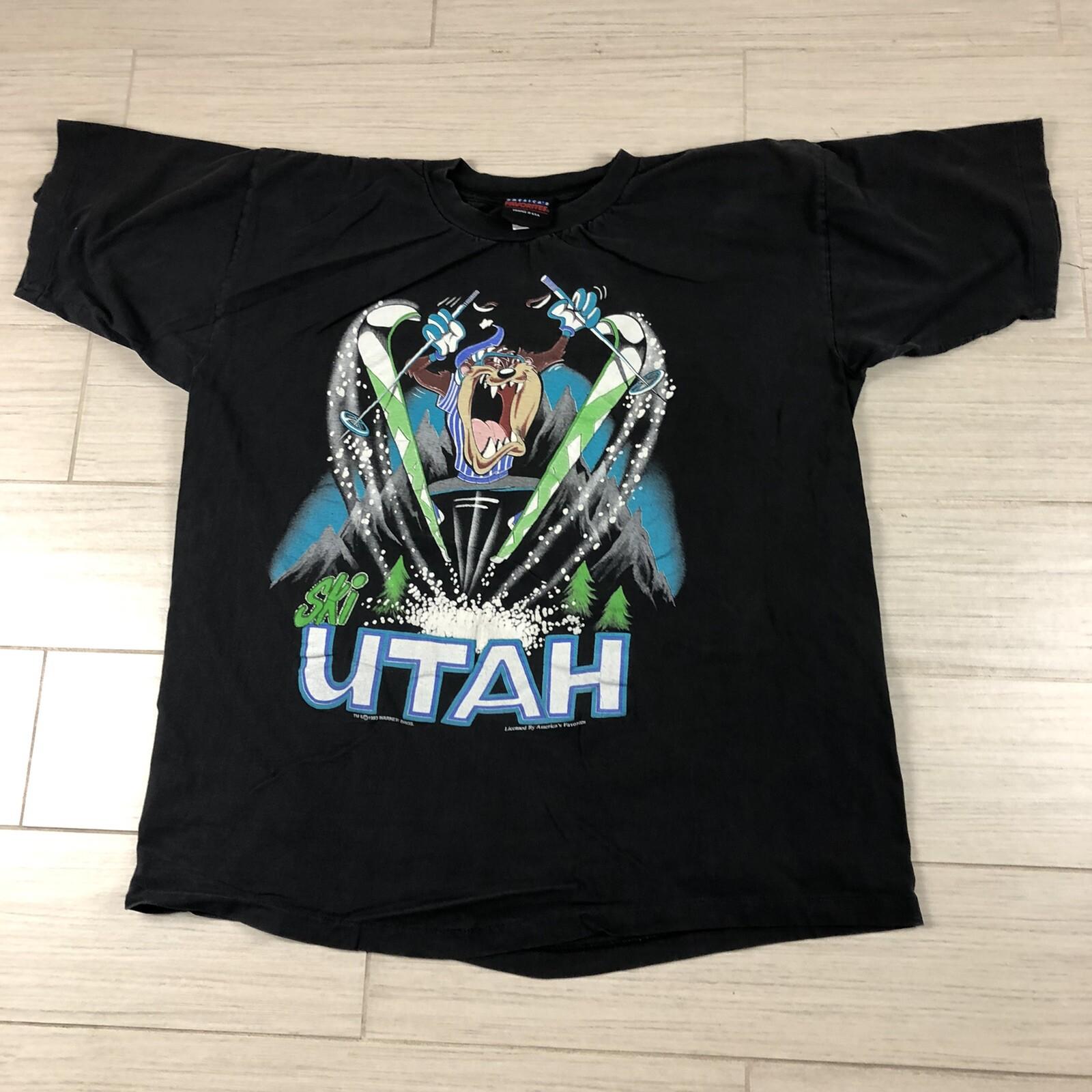 vintage t shirt ski Taz Utah t shirt 1993 warner bros XL faded S