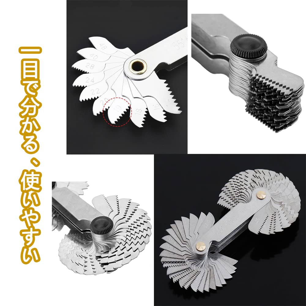 LIKENNY Stainless Steel Thread Pitch Gauge Metric Gauges 28 Inch Gauges 6 US Unit 58 Gauges in Unified Thread Pitch Measurement Bolt Standard