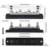 150A 12V-48V 4*M8 New Bus Bar Heavy Duty For Truck Car Black Power Distribution Block Terminal Stud for Marine Boat Truck Yacht