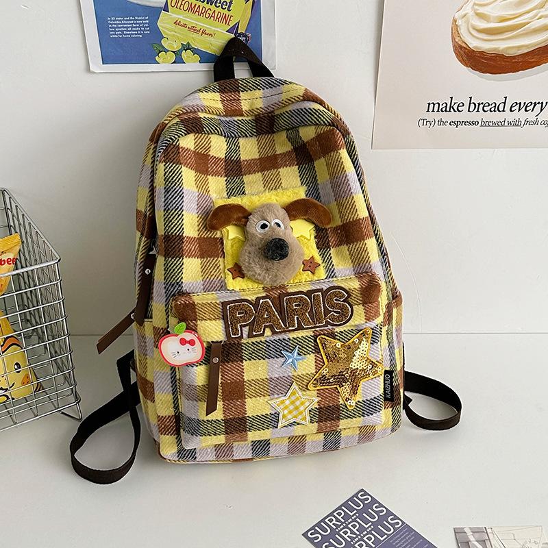 School BagsNew retro plaid for women's junior high school backpack for women's college students Backpacking travel Japanese ins student