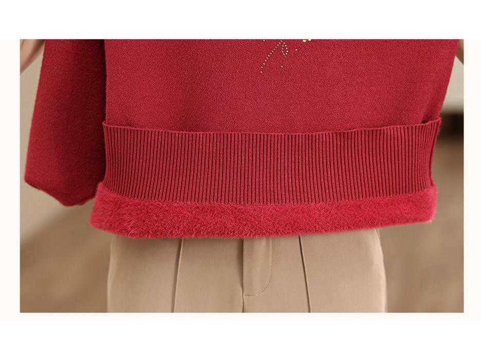 Mom's Winter Fleece-Lined Warm Top Sweater for Middle-Aged & Elderly Women