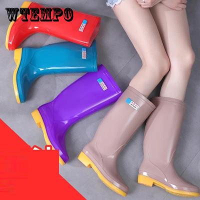 Tendon Bottom High Tube Rain Boots Women Winter Non-slip Rain Boots Rubber Shoes Mid Tube Waterproof Rain Boots
