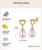 Drop Earrings with Knot Teardrop Pearl, 18K Gold Plated Stainless Steel Dangle Jewelry, Waterproof Anti-Tarnish Party Gift