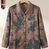 Floral Lapel Button-Up Loose Top for Middle-Aged and Elderly Women
