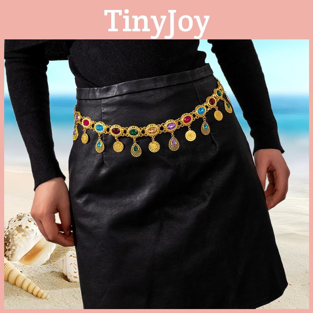 Gold Jewelry Arabic Women Alloy Acrylic Gem Waist Chain With Design Hollow