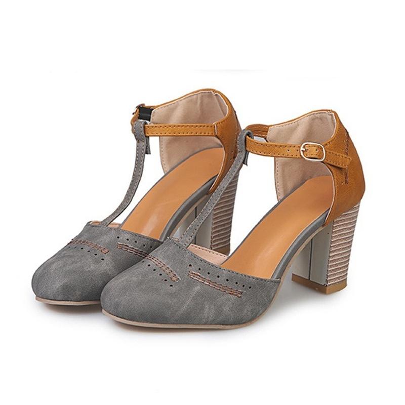 Summer New Fashion Women'S High Heel Sandals Ladies Pointed Toe Sandals Chunky Heel Shoes Plus Size 35-43