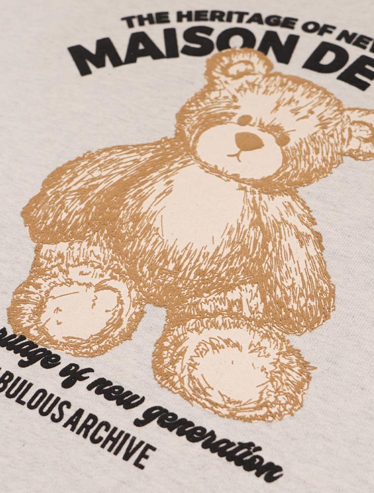 LA MAISON STUDIO Unisex Bear Friends Regular Fit Sweatshirt Oatmeal (Fcf1Ts322M)