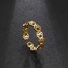 Skyrim Cute Cat Dog Animal Paw Open Rings For Women Girls Stainless Steel Gold Color Finger Ring  Jewelry Trend Mother Gift