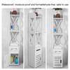 2X White Wooden Bathroom Cabinet Shelf Cupboard Bathroom Storage Rack