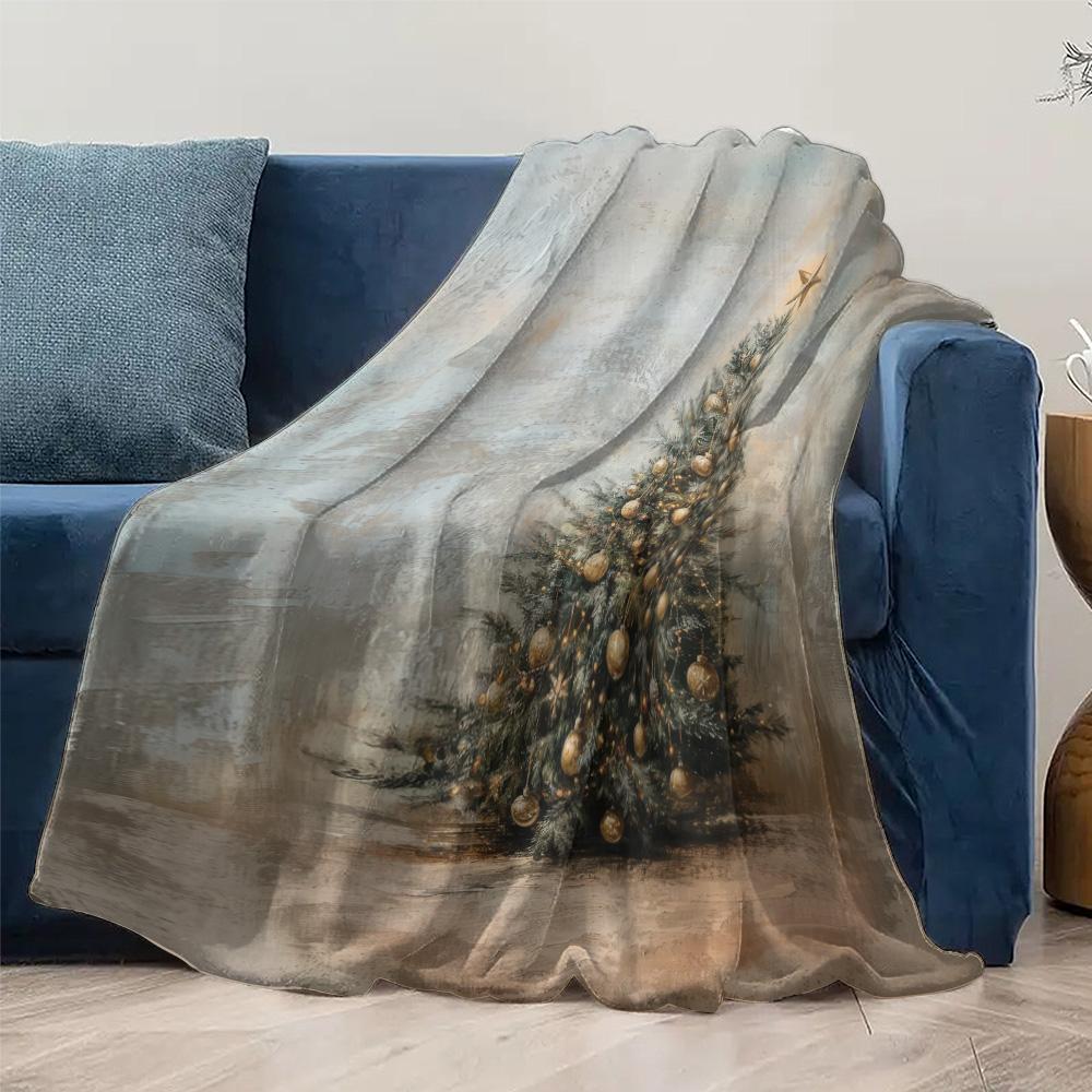 Tuniu Cozy Christmas Tree Fleece Blanket Soft Warm Throw Blanket for Sofa Bed Bedroom Living Room Decor