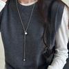 Korean silver sugar cube pull necklace women's 2025 new popular versatile temperament autumn and winter long sweater chain accessories