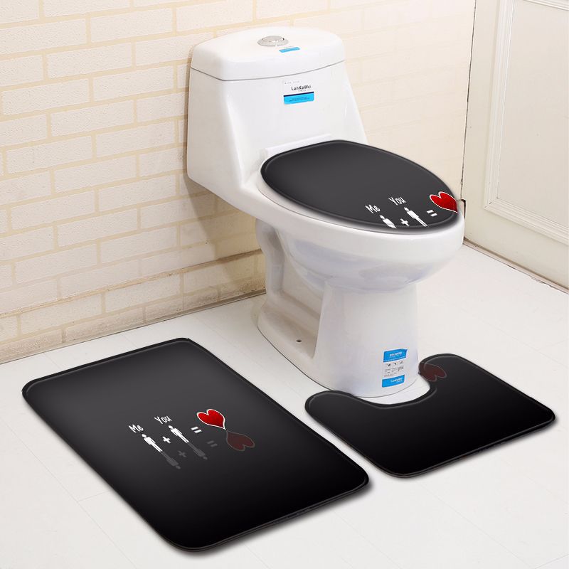 3D Heart-Shaped Bathroom Toilet Three-Piece Floor Mat Doormat Bathroom Carpet