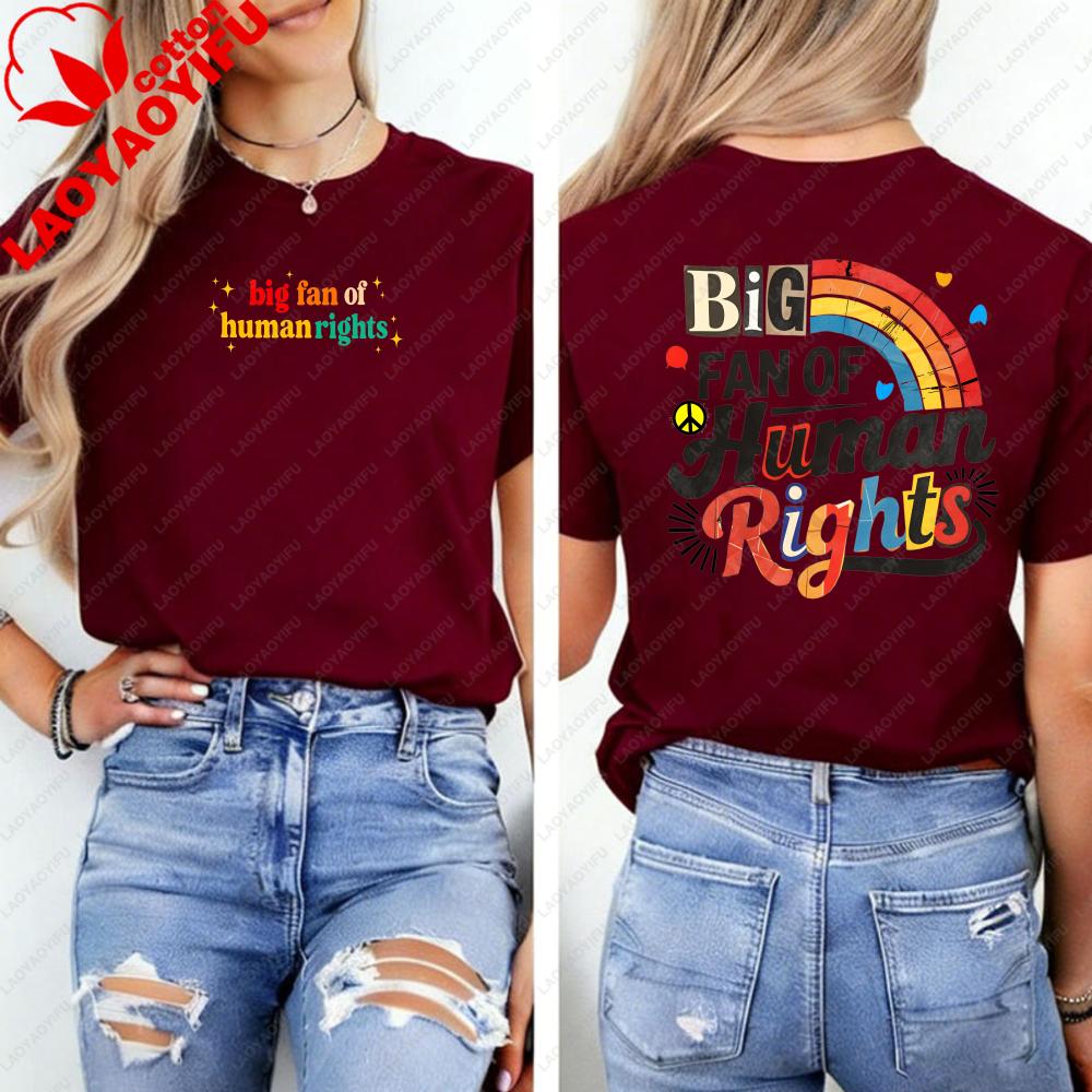 Big Fan of HuUnisex Rights TShirt Equality Empathy StateUnisext Shirt Retro Rainbow Graphic Tee Everyone Gift Liberal Anti Populism