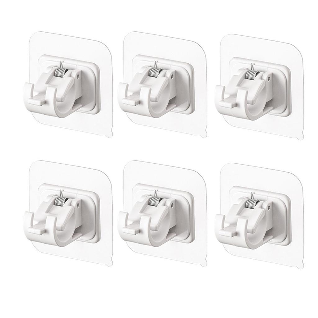 6-Pack No Drill Curtain Rod Holders Self Adhesive Rod Brackets Nail Free Stick on Curtain Rod Hooks Curtain Hangers for Bathroom Bedroom Livingr