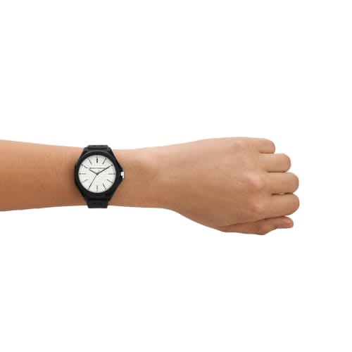 Armani Exchange Three-Hand Black Silicone Watch