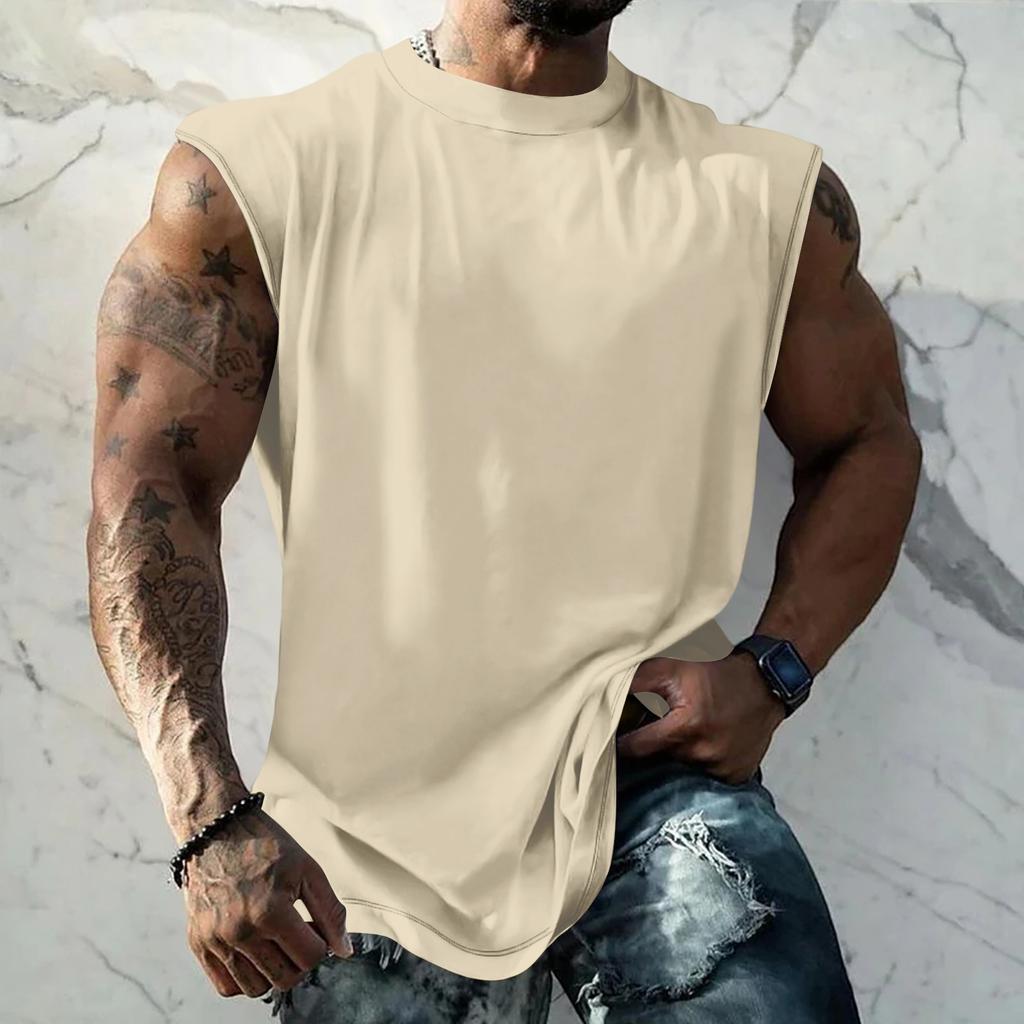 Men Sleeveless Tank Top Muscle Shirt Loose Fit Basic Solid Color Casual Summer Workout Vest for Daily Use