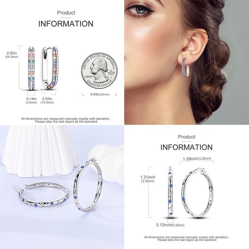 925 Silver Colorful Gold Rose Gold Big Hoop Earrings For Women Collocation Wedding For Wife Girlfriend Gift