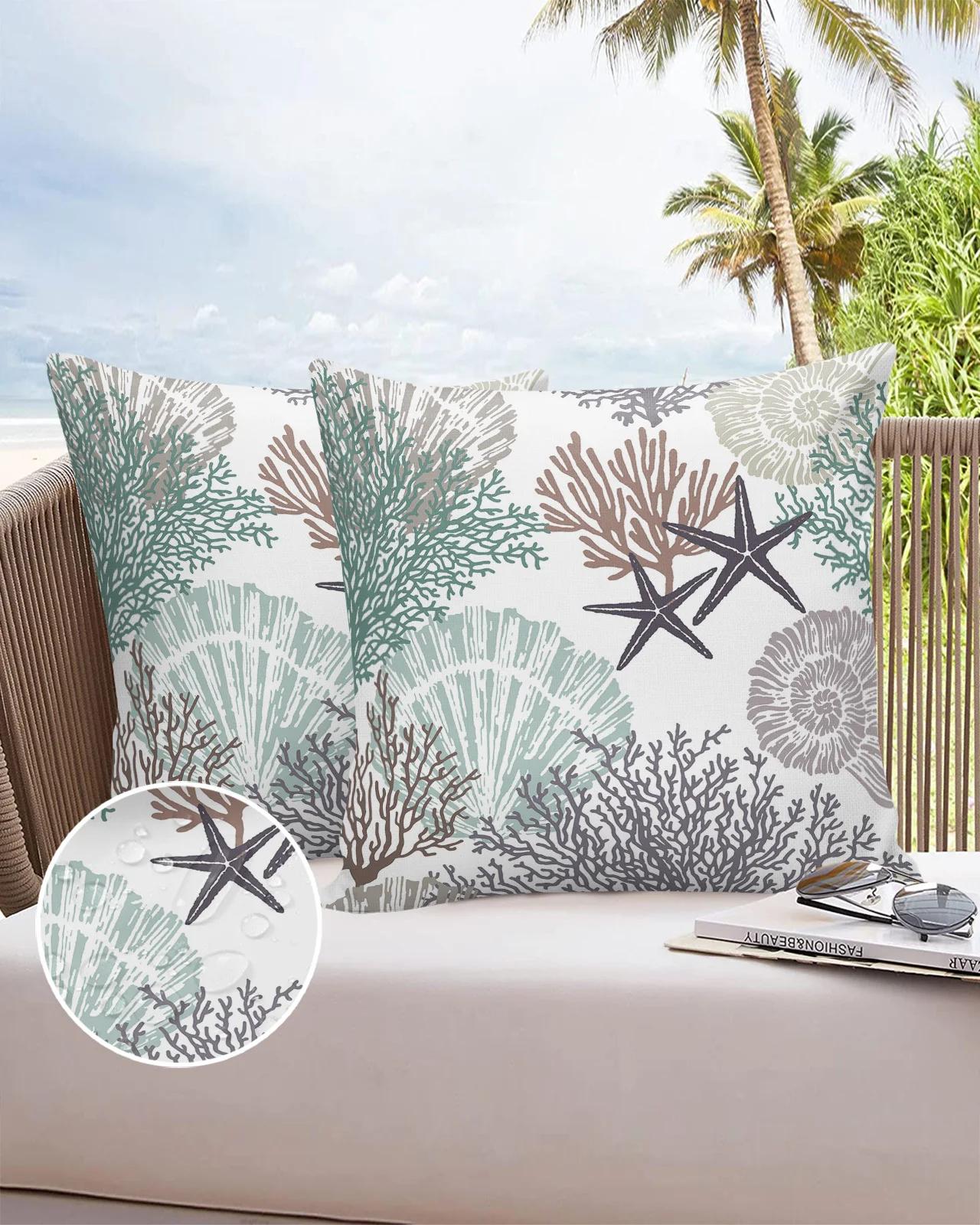 

Морская коралловая ракушка морская звезда 2/4 шт. водонепроницаемый чехол для подушки для садового стула современный домашний декор 45/50/60 см наволочка 30 x 50cm x 2