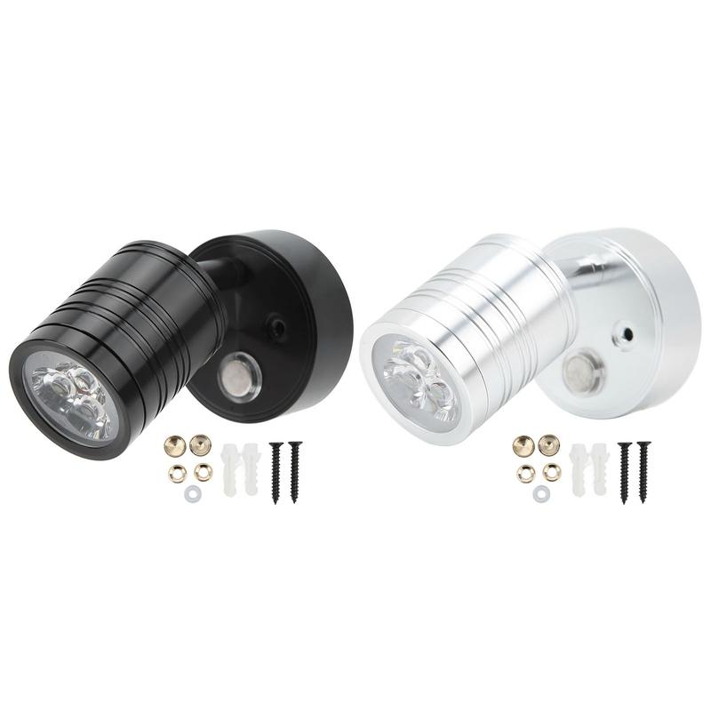 Interior Reading Spotlight LED RV Reading Light Adjustable Chrome Aluminum Alloy 90° Rotatable 10‑30V 3W for Campers