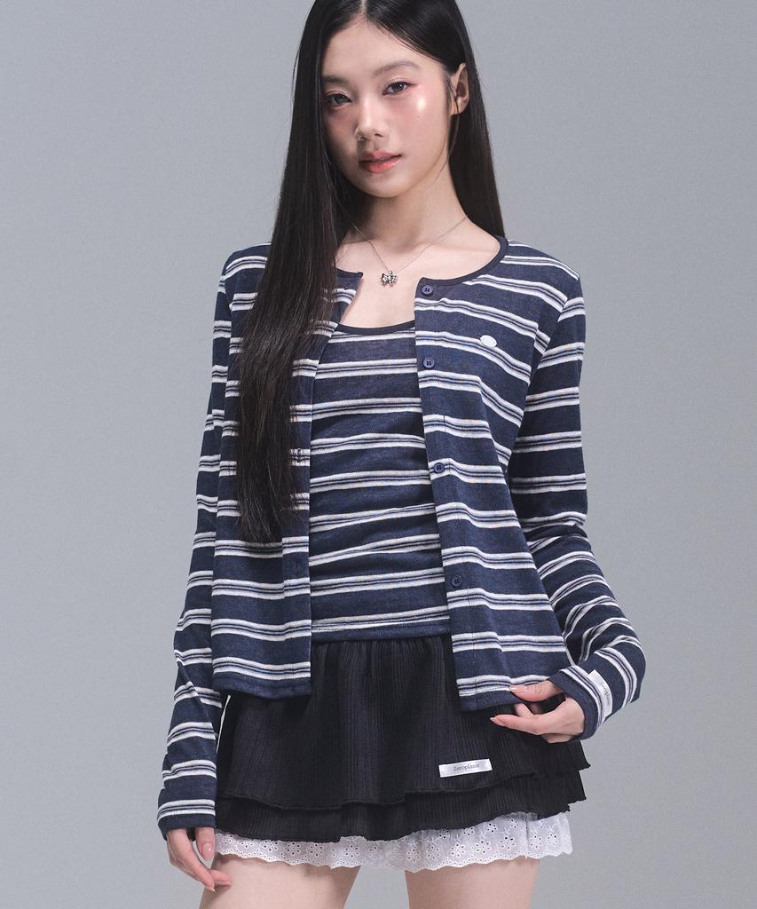 Zeroplanet Kelly Stripe Cardigan Set [Navy]