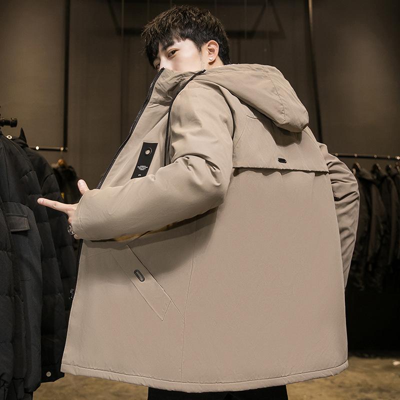 Jachetă pentru bărbați, cu glugă, de lungime medie, ocazională, cu fermoar, jachetă căptușită din bumbac, pardesiu, toamnă, iarnă, pardesiu, haine pentru bărbați.