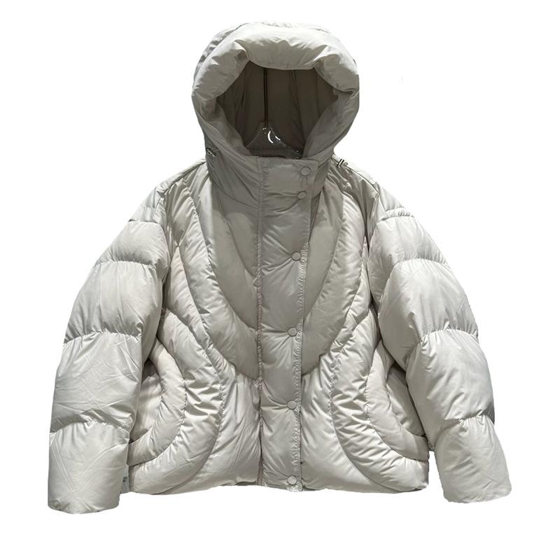 Cold-resistant high-end down jacket women's 2024 winter thickened new wavy puff bread jacket fashion coat