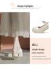 White Chunky Sole Mary Janes - Women's Spring/Autumn 2025 High-Heel Elevating Leather Shoes