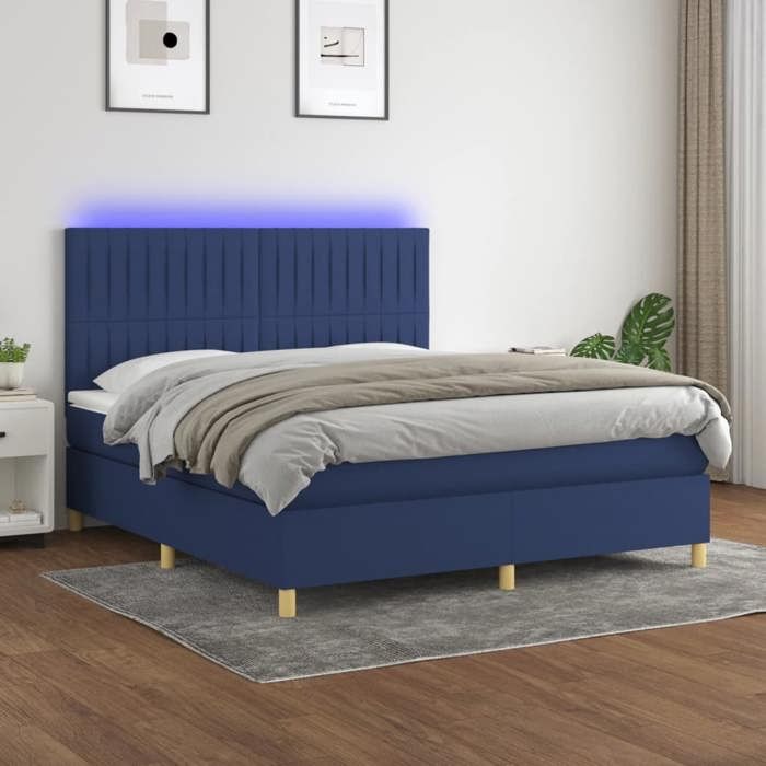VidaXL Sommier à Lattes de Lit avec Matelas et LED, Lit Rembourré, Lit Double, Lit Adulte de Chambre à Coucher Intérieur, 3135619