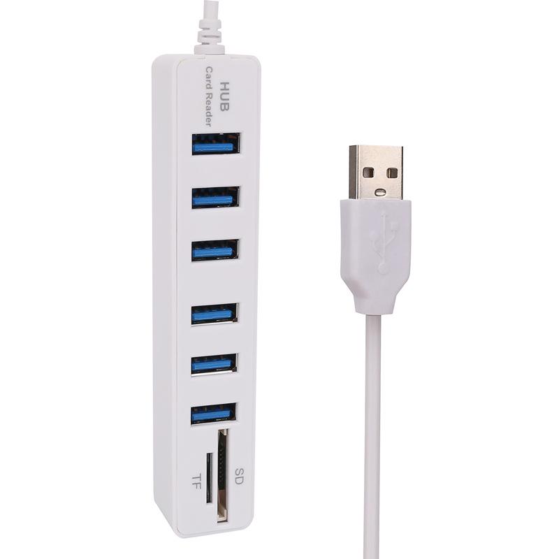 USB 2.0 Hub & Multi-Function Card Reader with TF/SD Slots